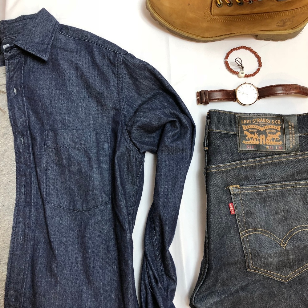 Uniqlo dark blue button down